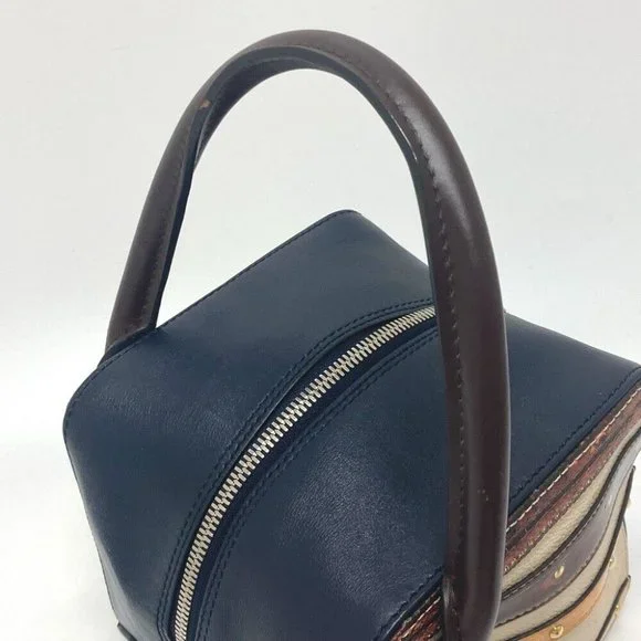 Authentic LOUIS VUITTON M52350 Trompe l'oeil Chain 2WAY Hand Bag Leather Black/B - Picture 7 of 16